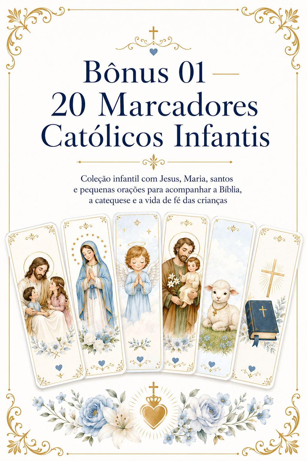 Capa do bônus de marcadores católicos premium para crianças